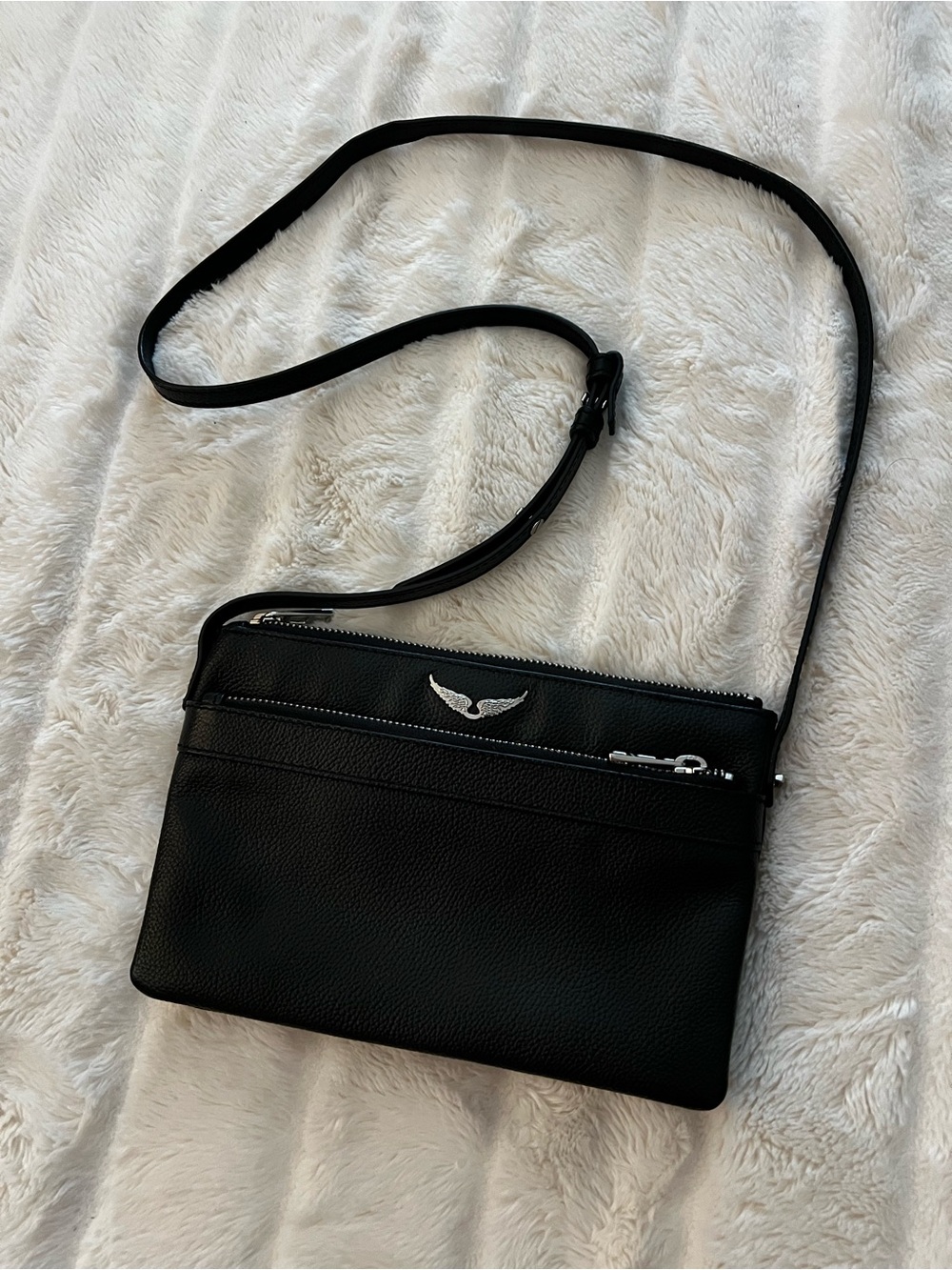 Zadig & Voltaire Stella Wings Black Leather Crossbody Bag